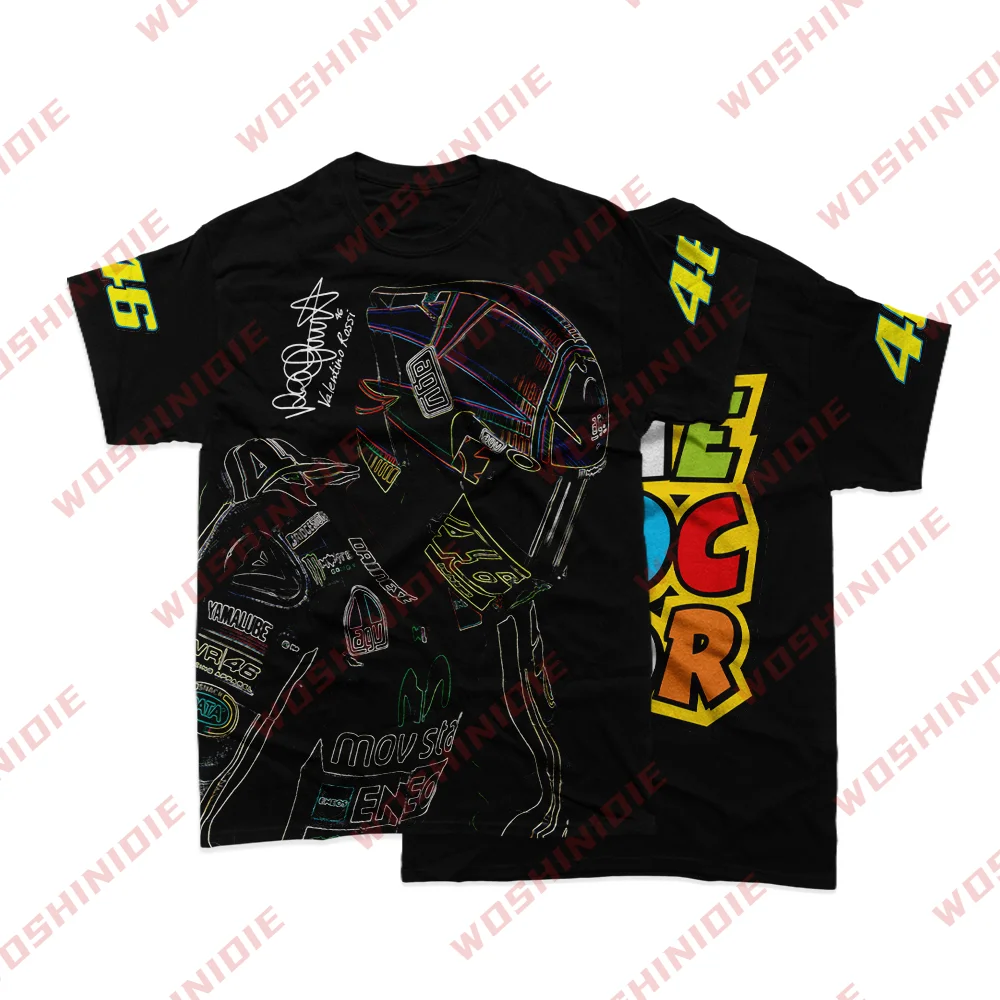 

2023 New Handsome Motorcycle Series Short Sleeve 3D Printing Personalized Casual Boys' Round Neck T-shirt VR46 Short Sleeve