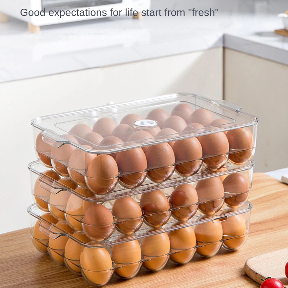 

Прозрачный лоток для яиц с ручками, современный бытовой контейнер для хранения яиц, чехлы, для холодильника, для экономии места