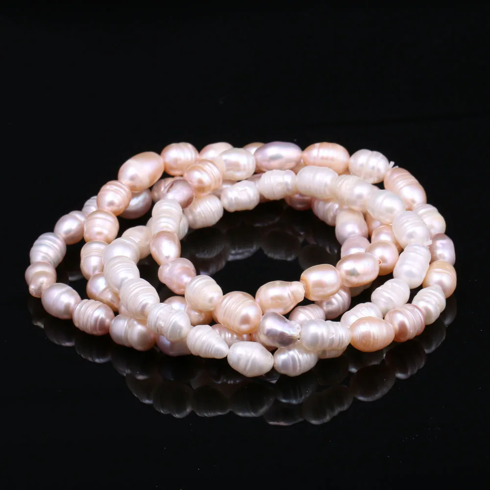 

100% Natural High-quality White Pink Purple Mixed Color Rice Pearl Bracelet Birthday Anniversary Party Exquisite Gift for Woman