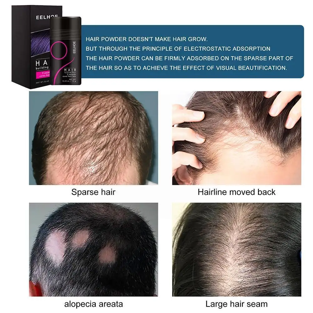 

New 12g Color Hair Spray Hair Fibers Spray Colorful Powder Hair Growth Dense Loss Hair Hairline Black Optimizer Building Br V4x8