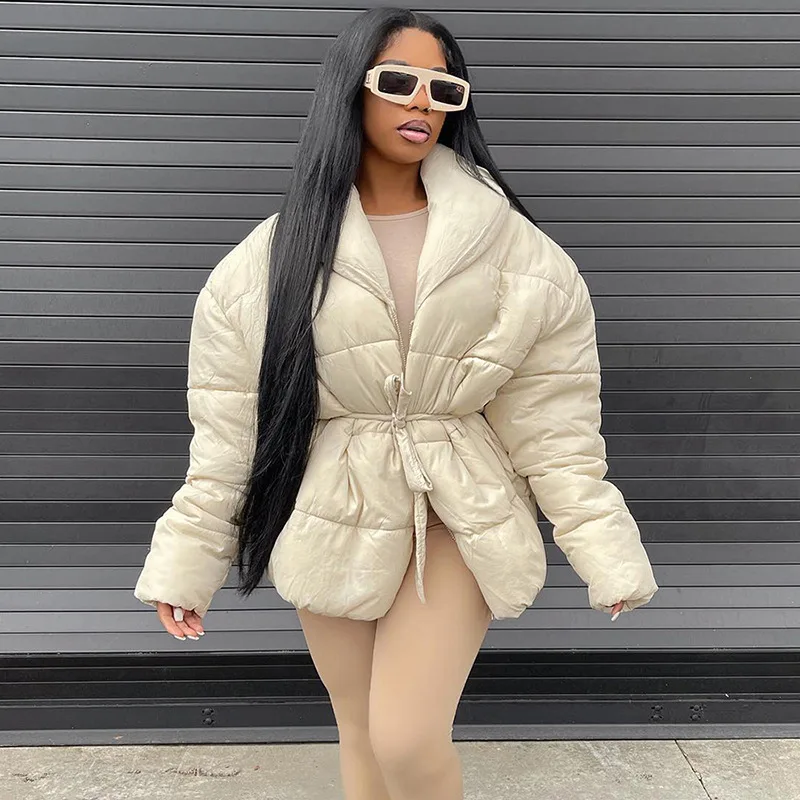 Women's Clothing Jackets 2022 Autumn Winter New Women's Fashion Long Sleeve Warm Lapel Zipper Design Slim Cotton-Clad Women