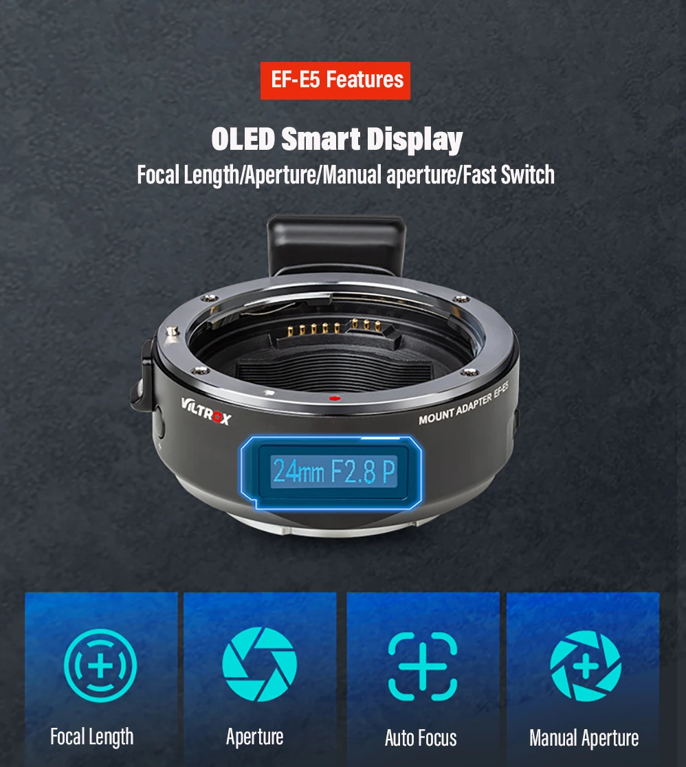 Адаптер кольца объектива Viltrox EF - E5 для Sony E с автофокусом и увеличением скорости Full Frame 0.71x для Canon на A1 A7C A7R IV A7II A6400.
