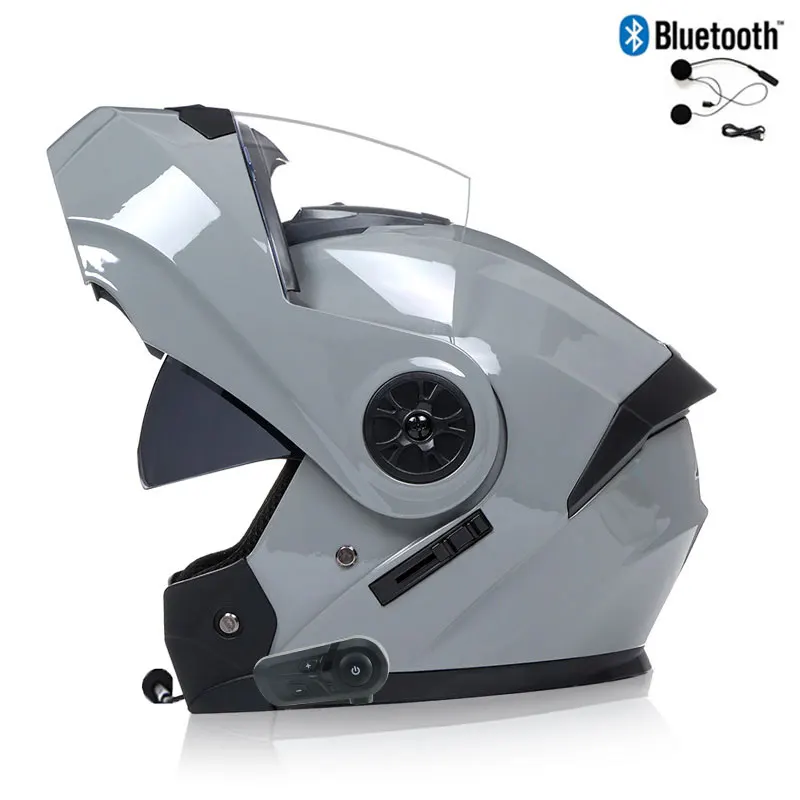 

Мотоциклетный шлем унисекс с сертификацией DOT, модульный шлем с двойной линзой, защитный модульный флип-шлем с внутренним козырьком, Bluetooth