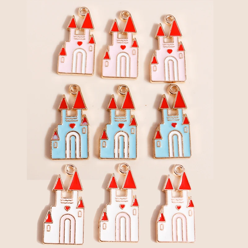 

10pcs Romantic Fairytale Princess Castle Charms for Jewelry Making Earrings Bracelet Necklace Keychain Floating Charms Pendants