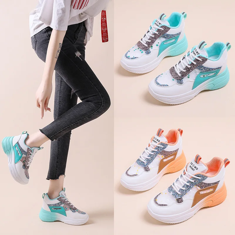 

Summer Women's Sneakers Thick Bottom Daddy Shoe Thick Bottom Round Toe Breathing Leisure Female Vulcanize Shoes 2022 Women Shoes