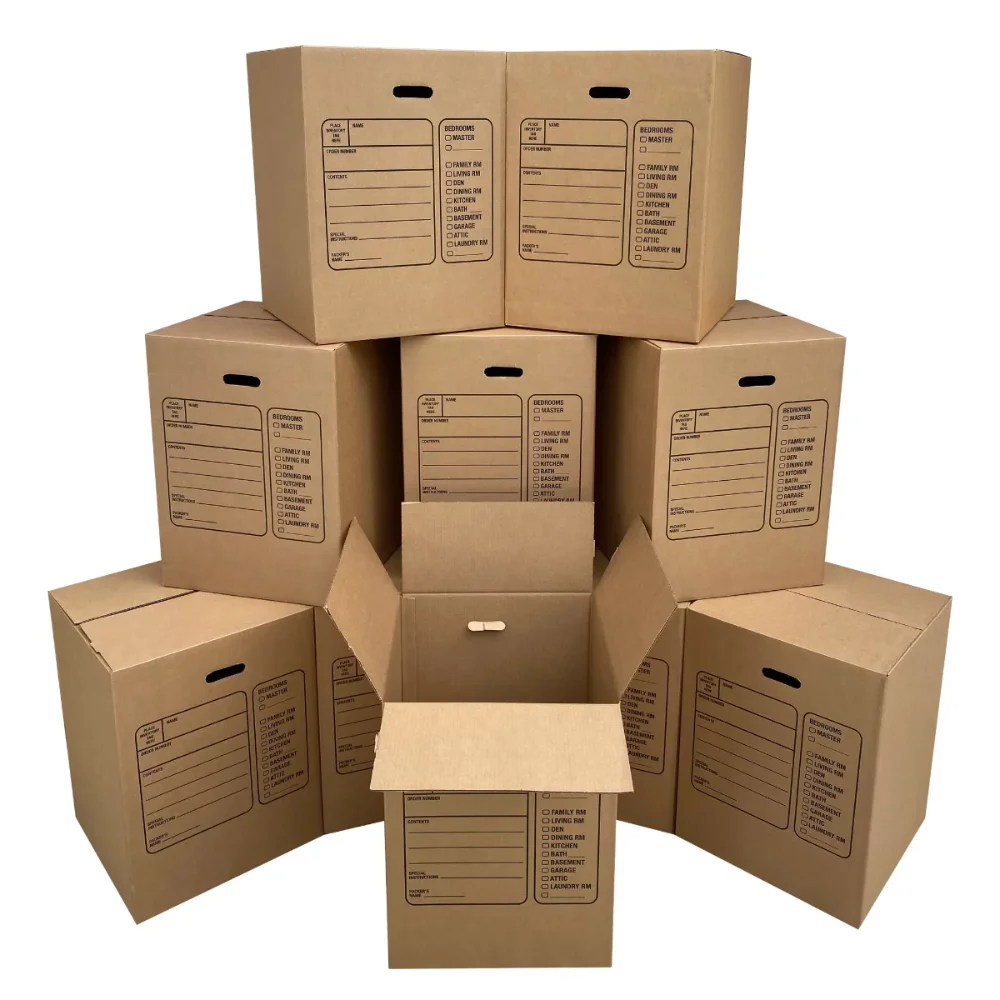 

Corrugated Moving Boxes with Handles, 10 Premium Large, 18" x 18" x 24"