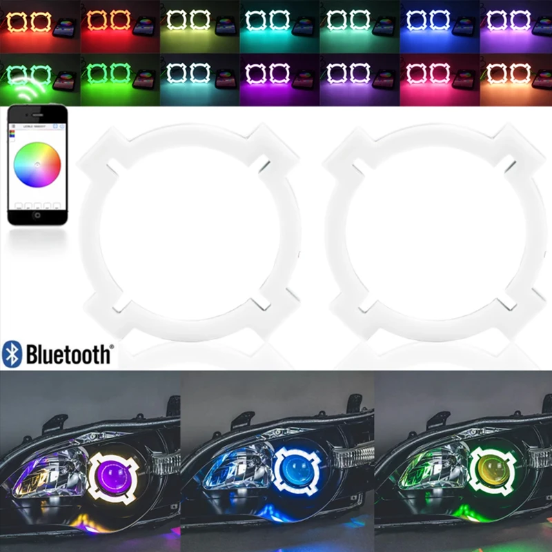 SANVI 2 шт. X Type RGB разноцветные дневные кольца с ангельскими глазами ореолом Bluetooth APP