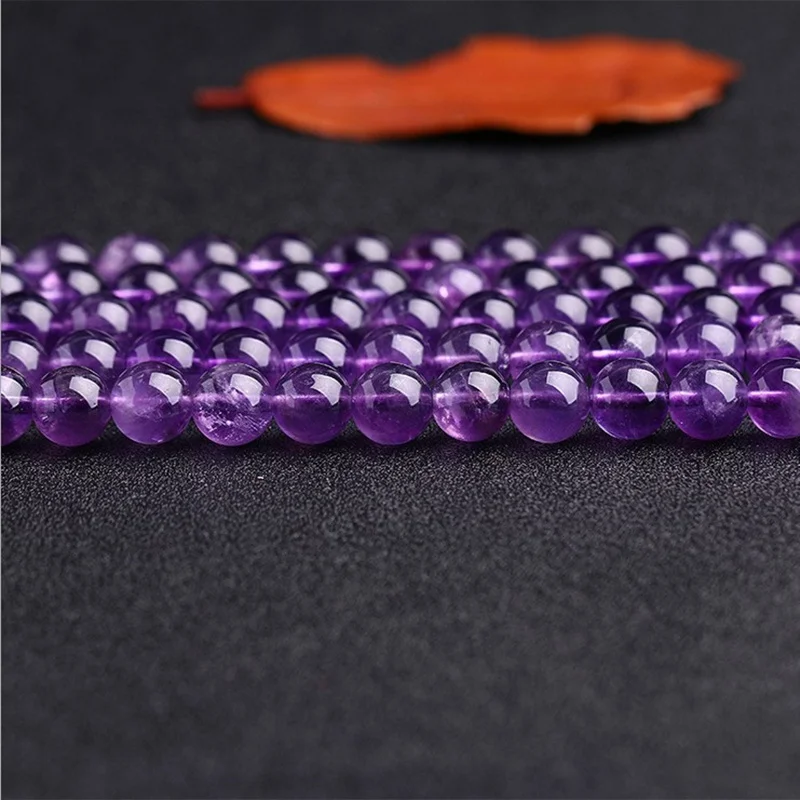 Natural Amethyst Loose Beads Semi-Finished Products Uruguay Bracelet DIY Parts with round Ma...