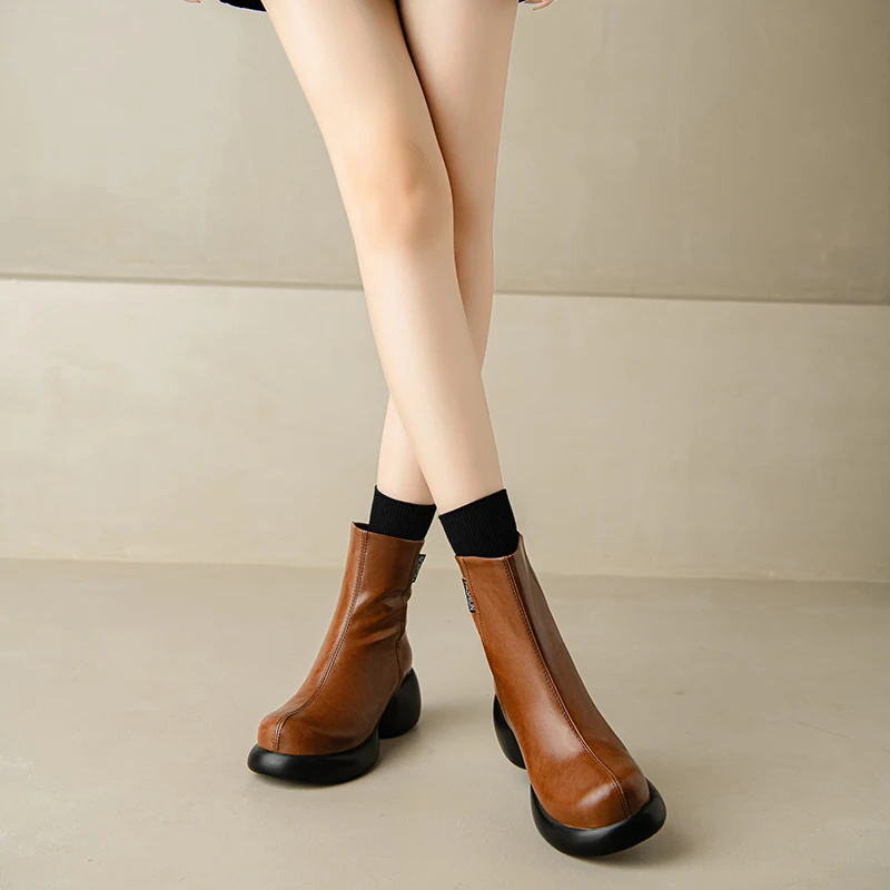 Kcenid модные мотоциклетные ботинки с круглым носком женские осенне-зимние