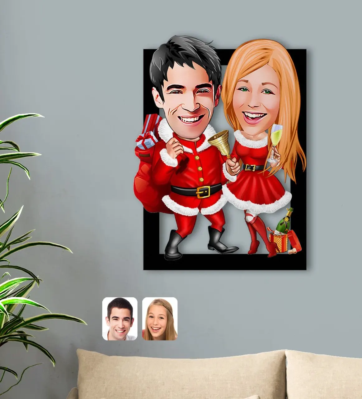 

Персонализированная карикатура на Новый год и День Святого Валентина 3D деревянная живопись-3 2022 подарок специальный юбилей родители дети п...