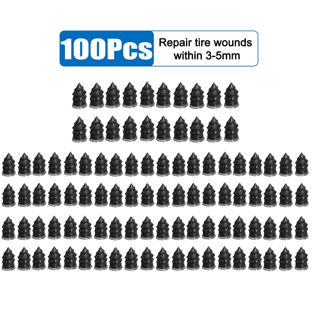 

100 шт., автомобильные вакуумные гвозди для ремонта шин, грузовик, мотоцикл, скутер, велосипед, ремонт проколов шин, резиновые инструменты для ногтей, аксессуары для шин