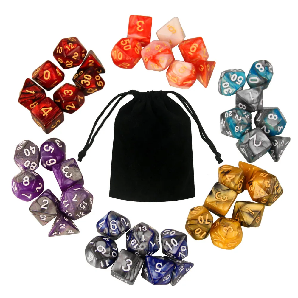 

Besegad 6 Set 42 PCS Assorted Colors Polyhedral Number Game Dice 7 Style d&d D4 D6 D8 2D10 D12 D20 for Dungeons Dragons Party
