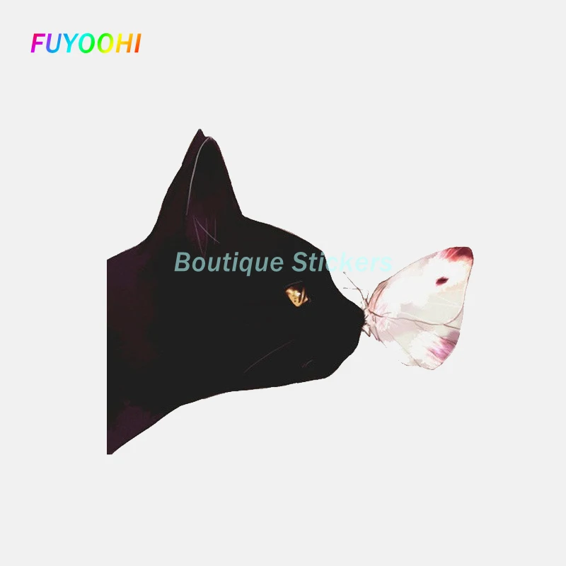 

FUYOOHI Exterior/Protection Boutique Stickers Hand Drawn Black Cat Butterfly PVC Vinyl Car Sticker Waterproof Decals