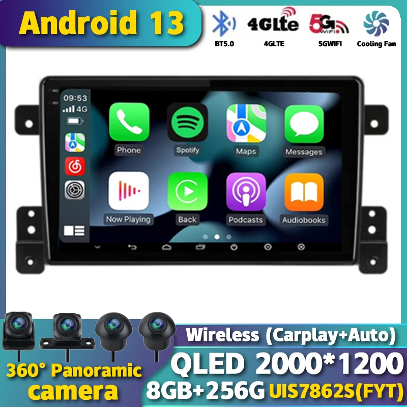 

Автомобильный радиоприемник Android 13 WiFi + 4F BT, мультимедийный видеоплеер для Suzuki Grand Vitara 2005-2015, навигация GPS, 2 Din Carplay Auto QLED