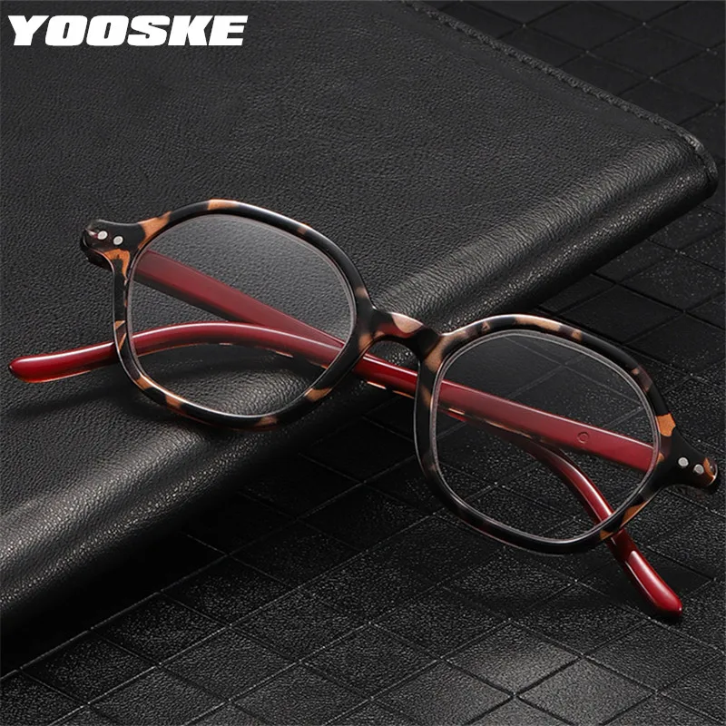 

YOOSKE Vintage Ultralight Reading Glasses Women Men Anti Blue Round Prescription Presbyopia Eyeglasses Hyperopia Diopter +1.5