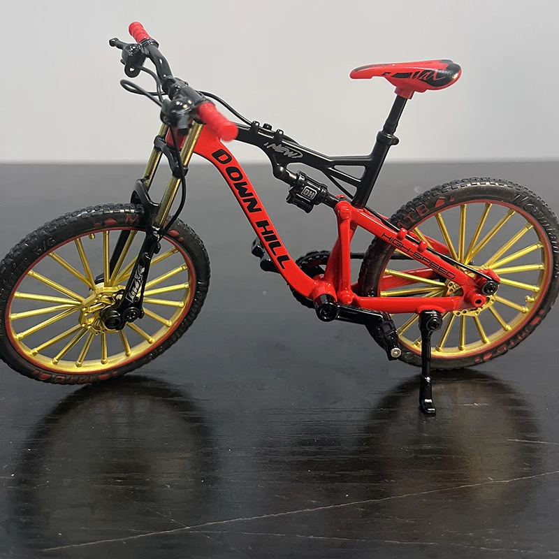 

1:10 модель велосипеда из сплава, литый под давлением горный палец, красный гоночный миниатюрный металлический велосипед, Коллекционная модель для взрослых, подарки, игрушки для мальчиков