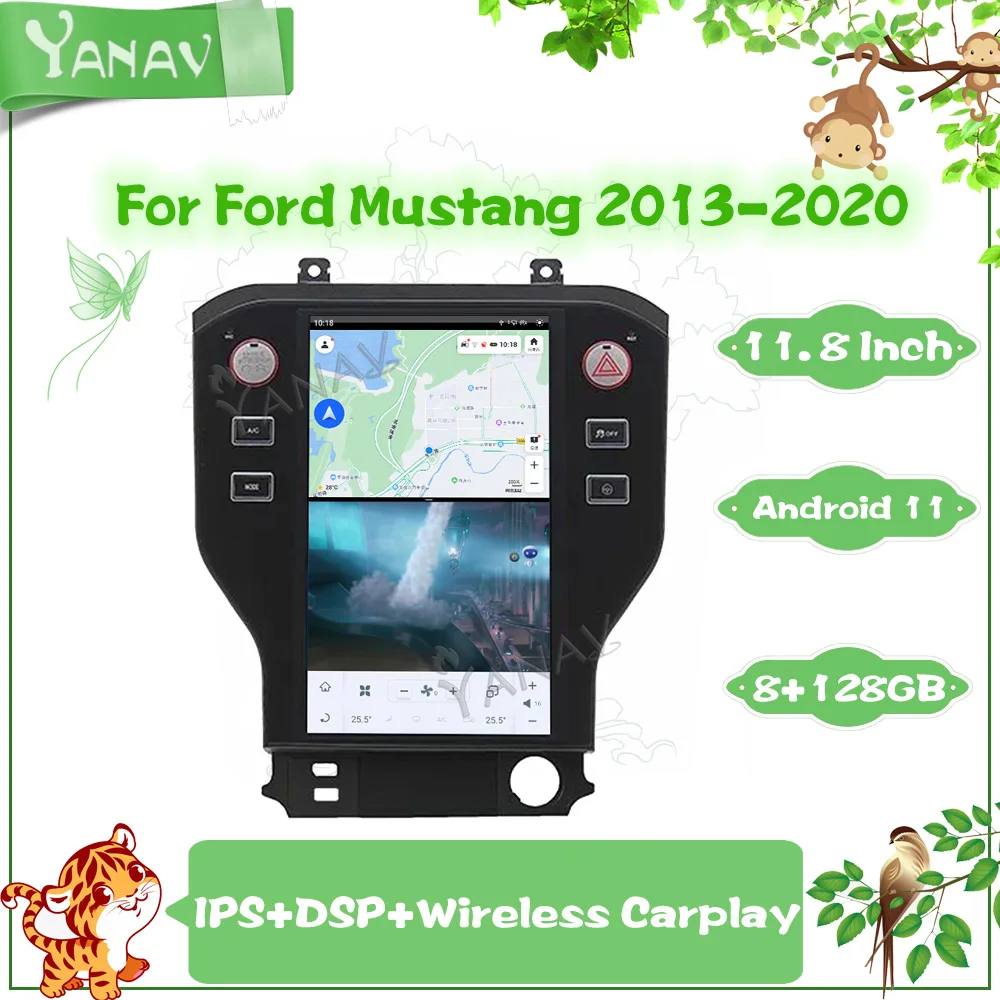 

8G 128GB Car Radio For Ford Mustang 2013-2020 Qualcomm GPS Navigation Auto Stereo Multimedia Player Head Unit 4G Carplay