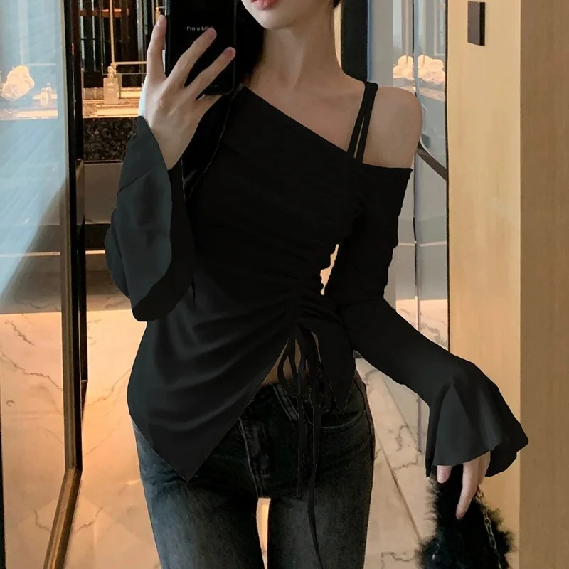 Женская футболка yeqedu черная бежевая