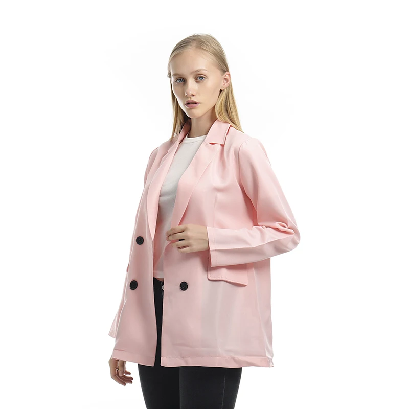 Women Double Breasted Casual Office Blazer Fashion Solid Colors Blazer Plus Size Elegant Chic Jacket All-Match Simple Work Wear