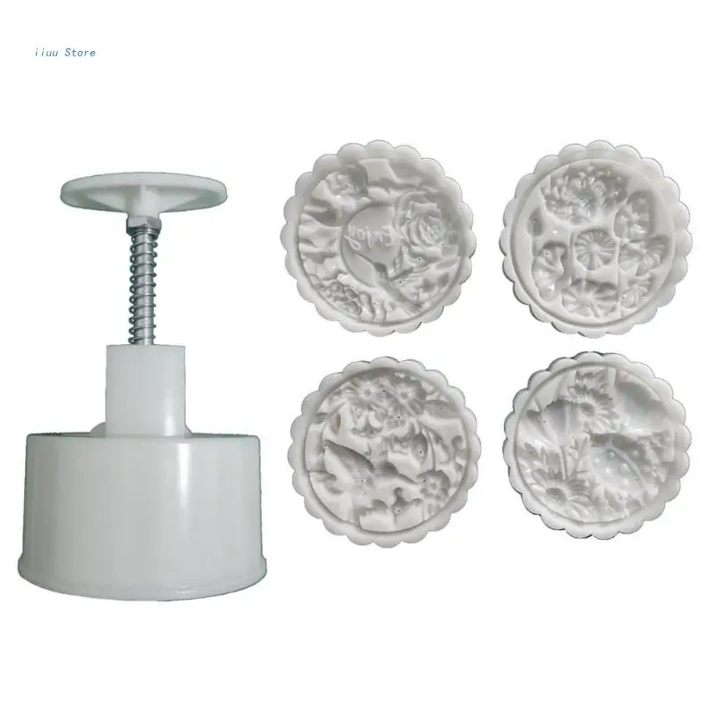 

Flower Bird Shape Mooncake Mold Set 200g Mid-Autumn Festival DIY Hand Pressure Fondant Moon Cake Mould Decorations Tool