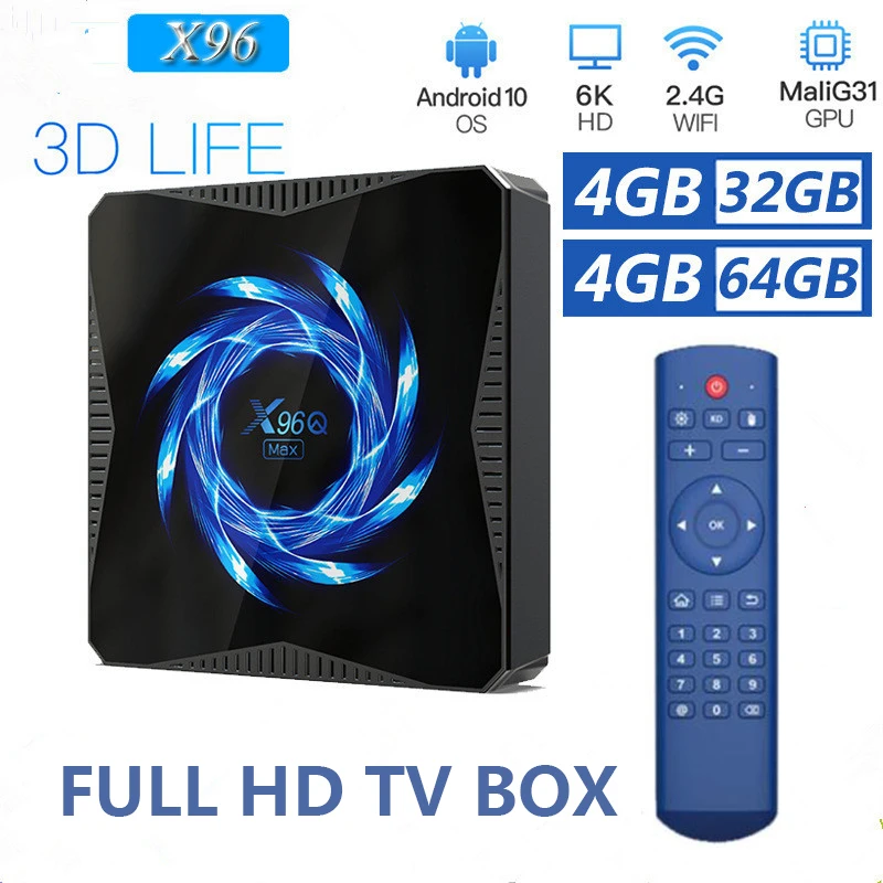 

HDMI-совместимая Смарт ТВ-приставка 4K X96Q MAX, Allwinner H616, Android 10,0, 2,4 ГГц/телефон, Bluetooth, четырехъядерный медиаплеер