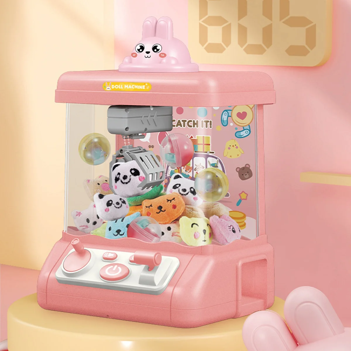 

Cartoon Automatic Doll Machine Operated Electric Play Claw Game Machine Crane Machines Music Doll Toy for Kids,Green