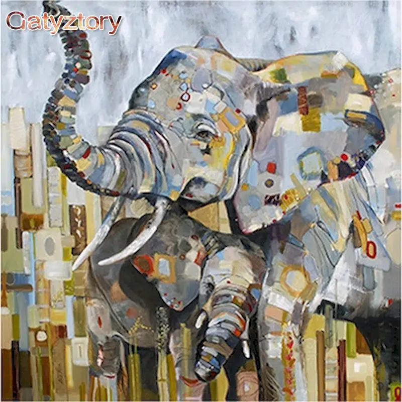 GATYZTORY Painting By Numbers For Adults 40x50cm Frame Abstract Elephant Animal Picture By Number Modern Home Wall Decor Photo  - buy with discount