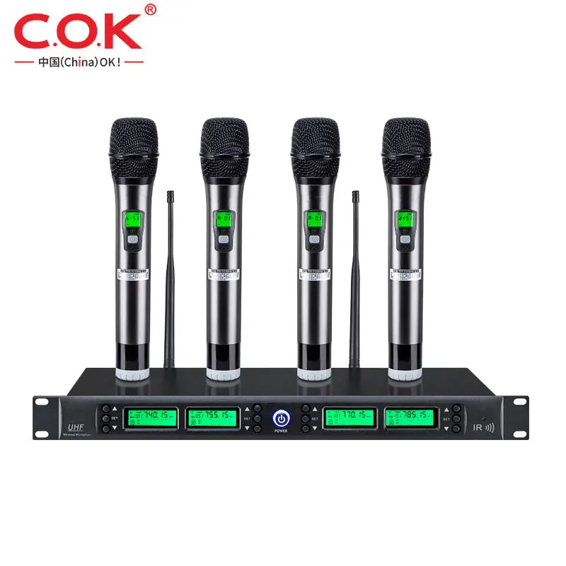 

Factory Supply 4 Channel Wireless Microphone System Uhf Conference Mics conference microphone system