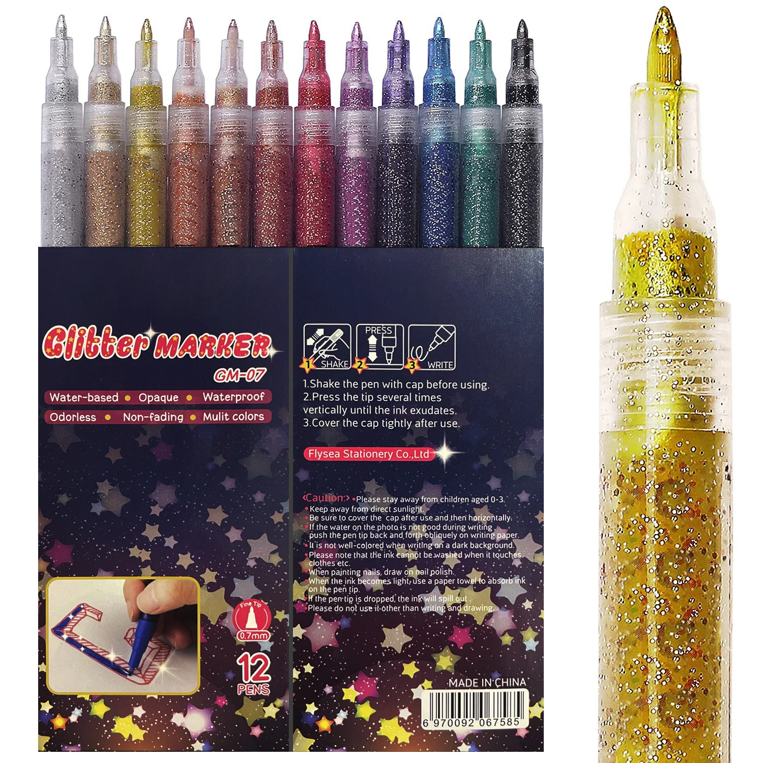 Acrylic Glitter Paint Marker Pens Ultra Fine Point 0.7mm Pai
