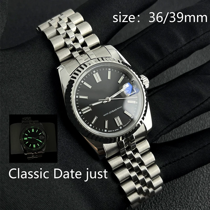

36/39mm Date just Automatic Mechanical Watch 316L Precision Steel Watch Sapphire Glass Japanese NH35 Movement Watch Accessories