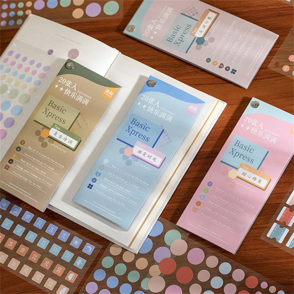 

20sheets Dots Number Stickers Book DIY Scrapbooking Adhesive Planner Labels Diary Journal Photo Album Decor Cute Stationery