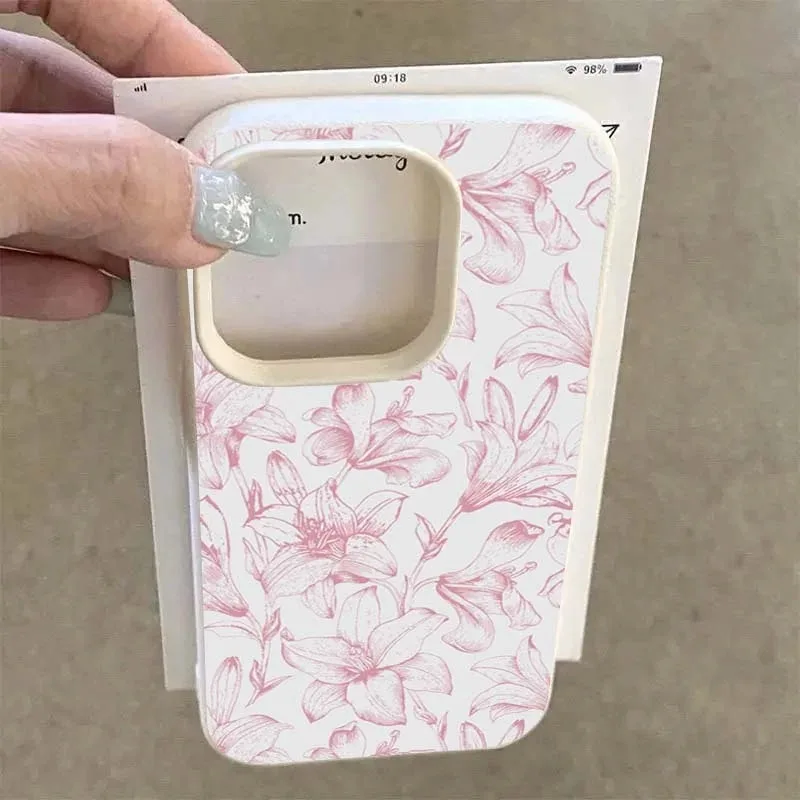 Фото Элегантный чехол для телефона Pink Lily для iPhone 11 12 13 Pro MAX 14 15 16 17 Plus 17Air, противоударный мягкий чехол из ТПУ на заднюю панель телефона №2