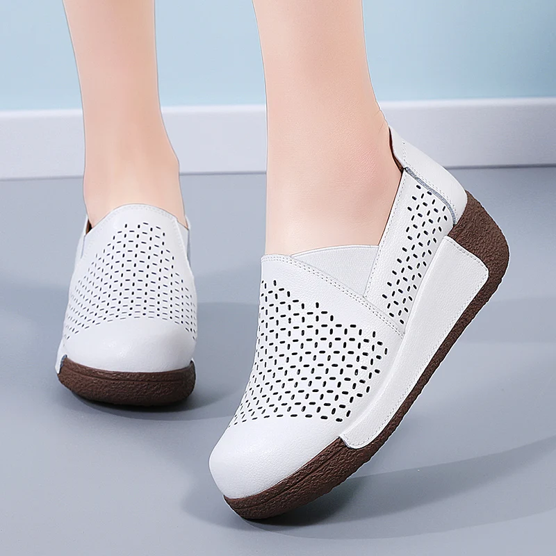 Женские туфли на толстой подошве удобные дышащие лоферы повседневная обувь