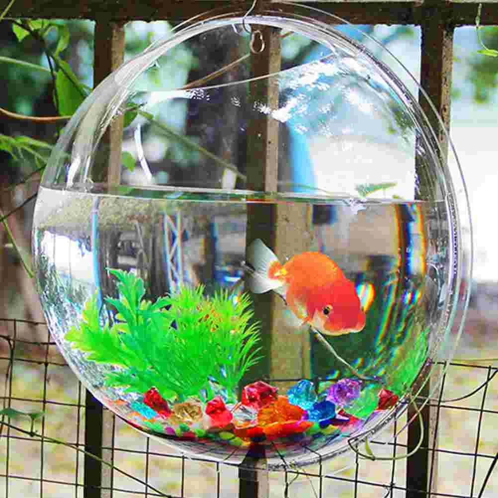 

Wall Mounted Fish Tank Bowls Acrylic Wall-mounted Pot Flower Vase Decoration Hanging Planter Clear Round Fishbowl