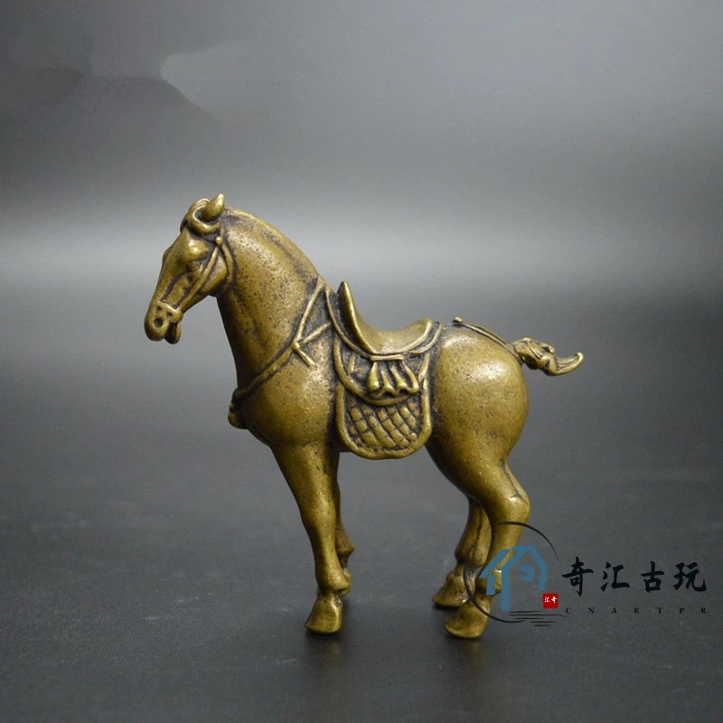 

Античная твердая бронзовая лошадь, украшение, бронзовая лошадь танга, маленькая бронзовая ручная работа, классическая чайная лошадь Хань, к...