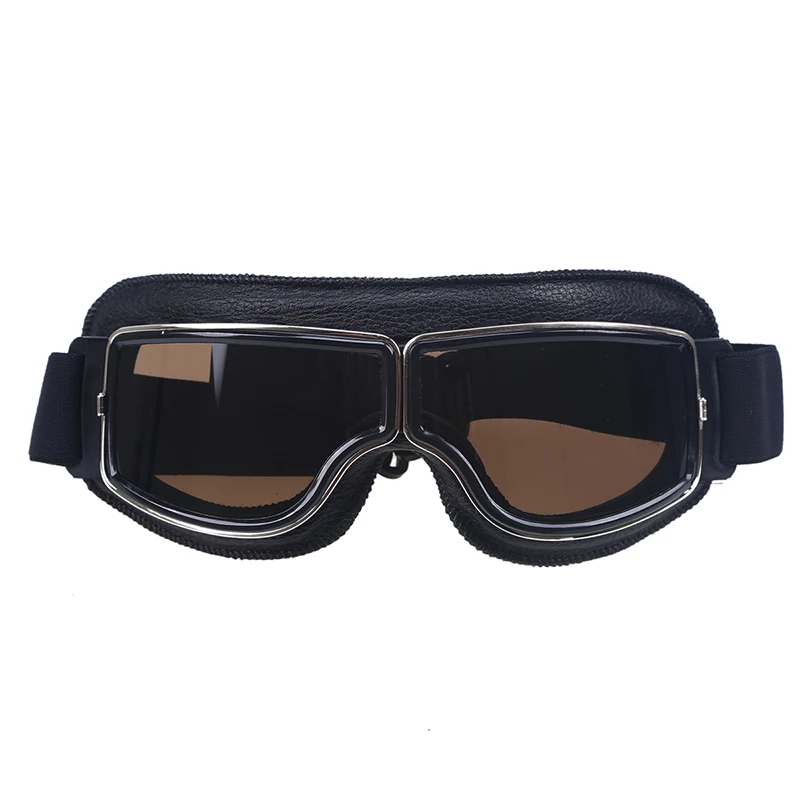 

Black Leather Frame Clear Lens Vintage Motocross Goggles Pilot Cruiser Goggles Glasses Cafe Racer Skiing Eyewear Snowboarding