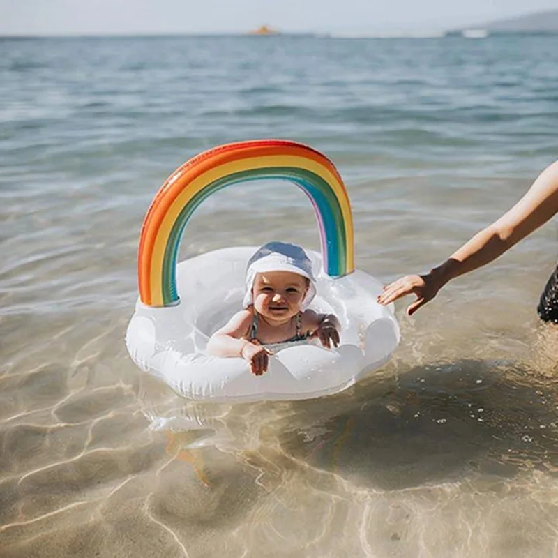 

Ins Net Red Thickening Children's Sequins Rainbow Cloud Seat Ring Infant Swimming Ring Baby Sitting Ring Summer Swimming