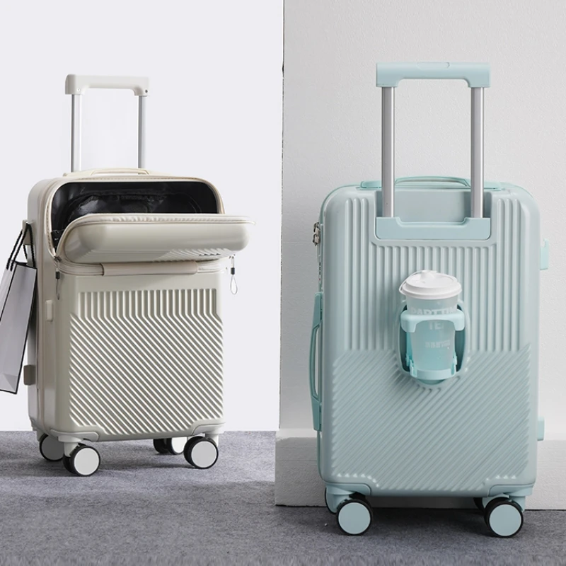 

Travel suitcases with Wheel rolling luggage fashion Opening Boarding Suitcase luggage with Cup holder case S14950-S14954 Dn
