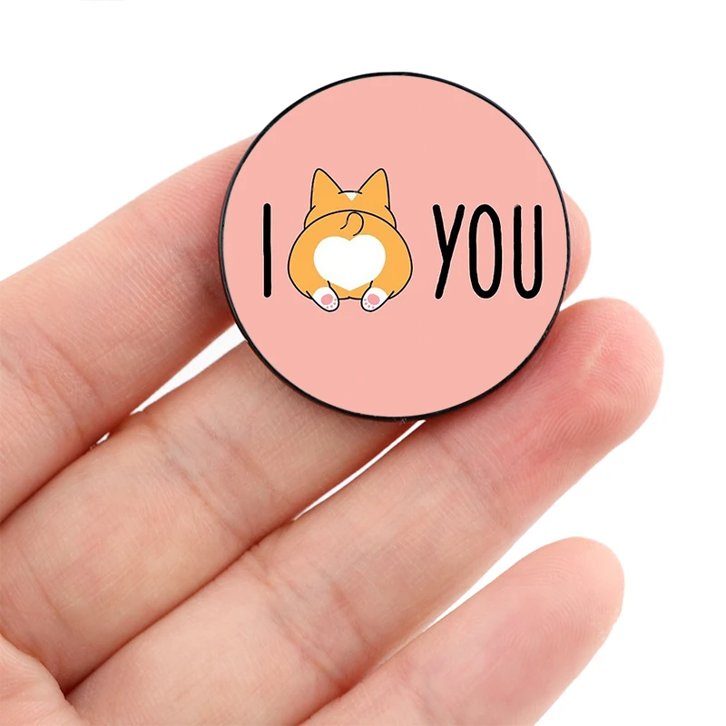 Забавные винтажные Броши с надписью I Love You Corgi на заказ забавные броши для рубашек