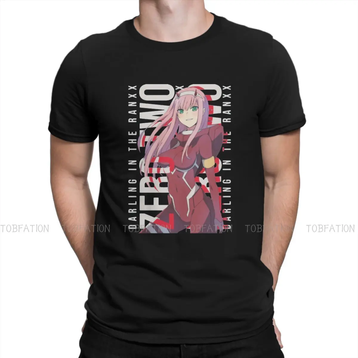 

DARLING in the FRANXX HIRO Anime Zero Two Lovely T Shirt Vintage Grunge High Quality Tshirt Loose O-Neck Streetwear