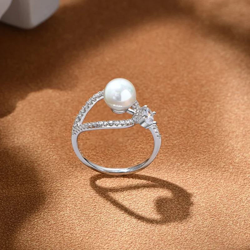 

S925 prata esterlina pérola anel atacado design de nicho feminino elegante luz luxo ins estilo novos acessórios