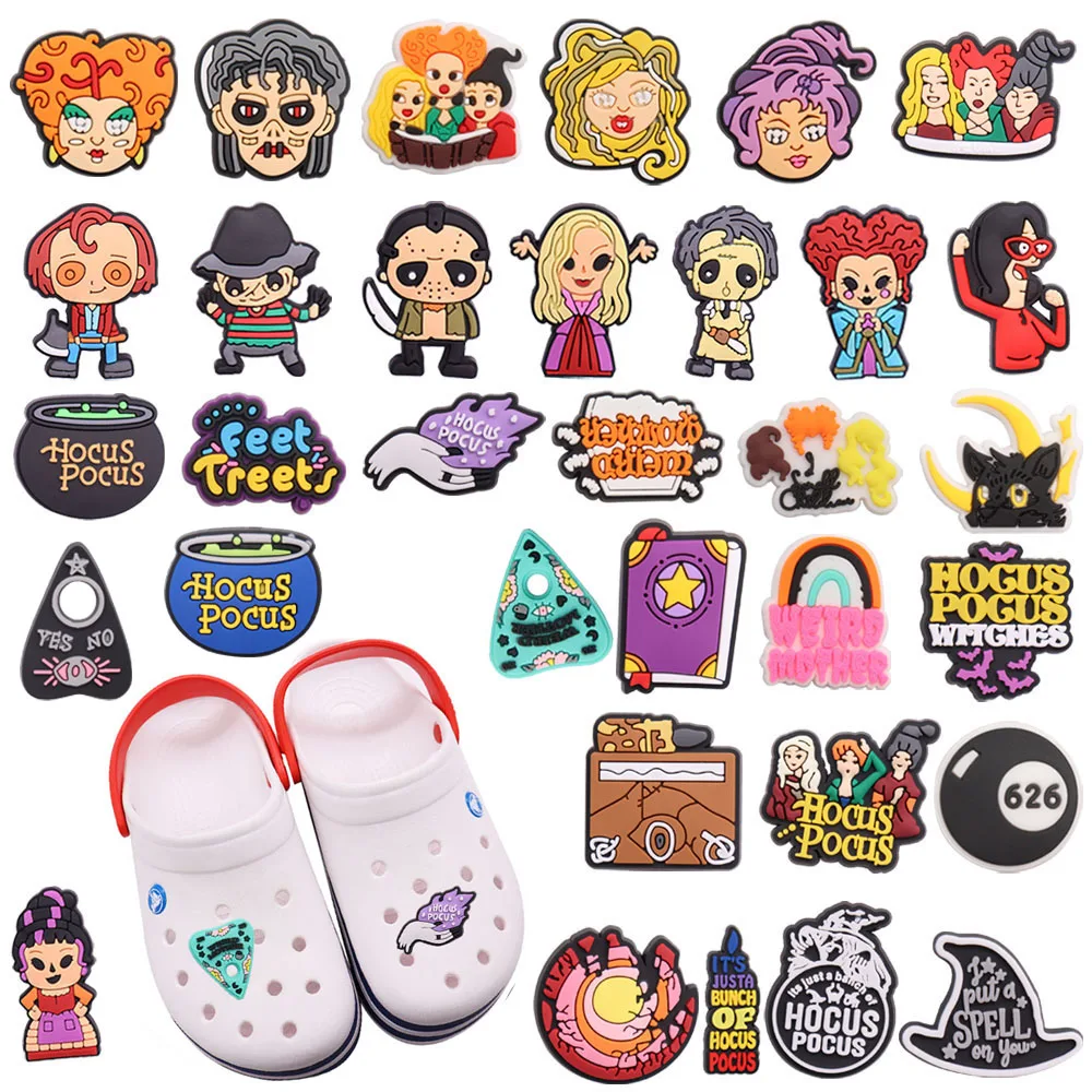 

1 шт. Хэллоуин хокус покус ведьма ужасные девушки ПВХ обувная Пряжка Забивка сандалии украшение обуви Сделай Сам Кроксы Jibz шармы Рождествен...