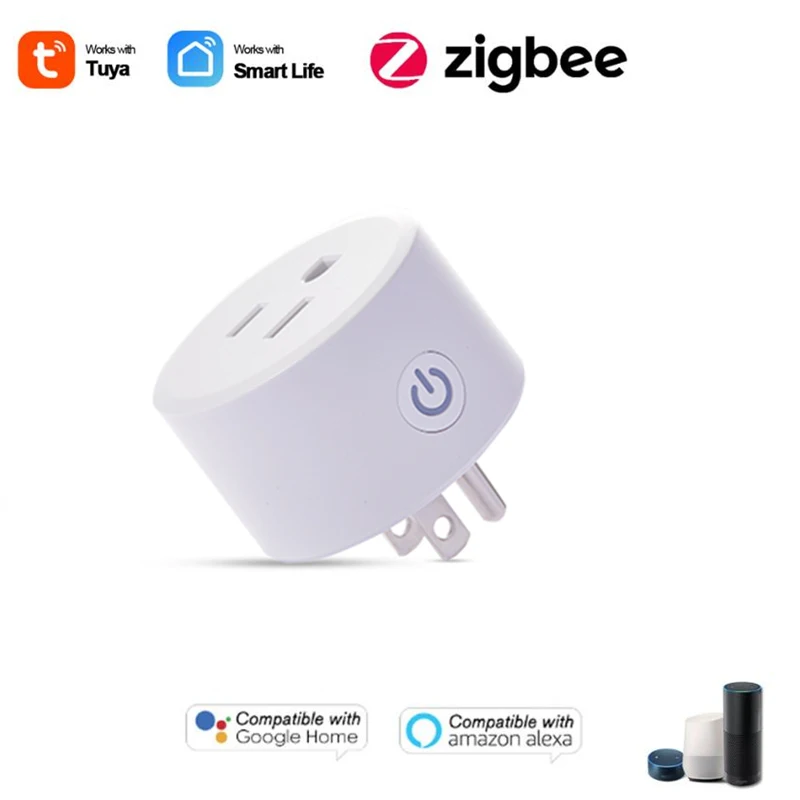 

15A Tuya Zigbee Smart Plug US Timer Outlet Socket 110-250V Wireless Plug App Remote Control Compatible With Alexa Google Home