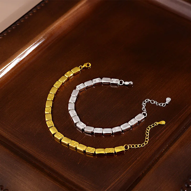 

Vintage Punk Square Chain Bracelet for Women Couples New Fashion Creative Geometric Handmade Birthday Party Jewelry Gift