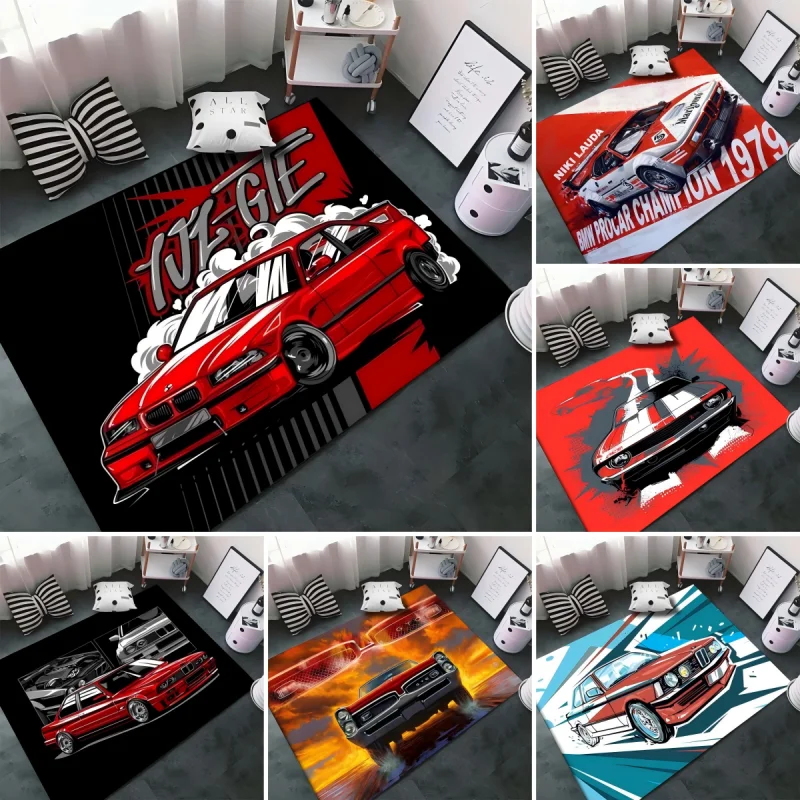Классический гоночный автомобильный ковер для украшения гостиной нескользящий