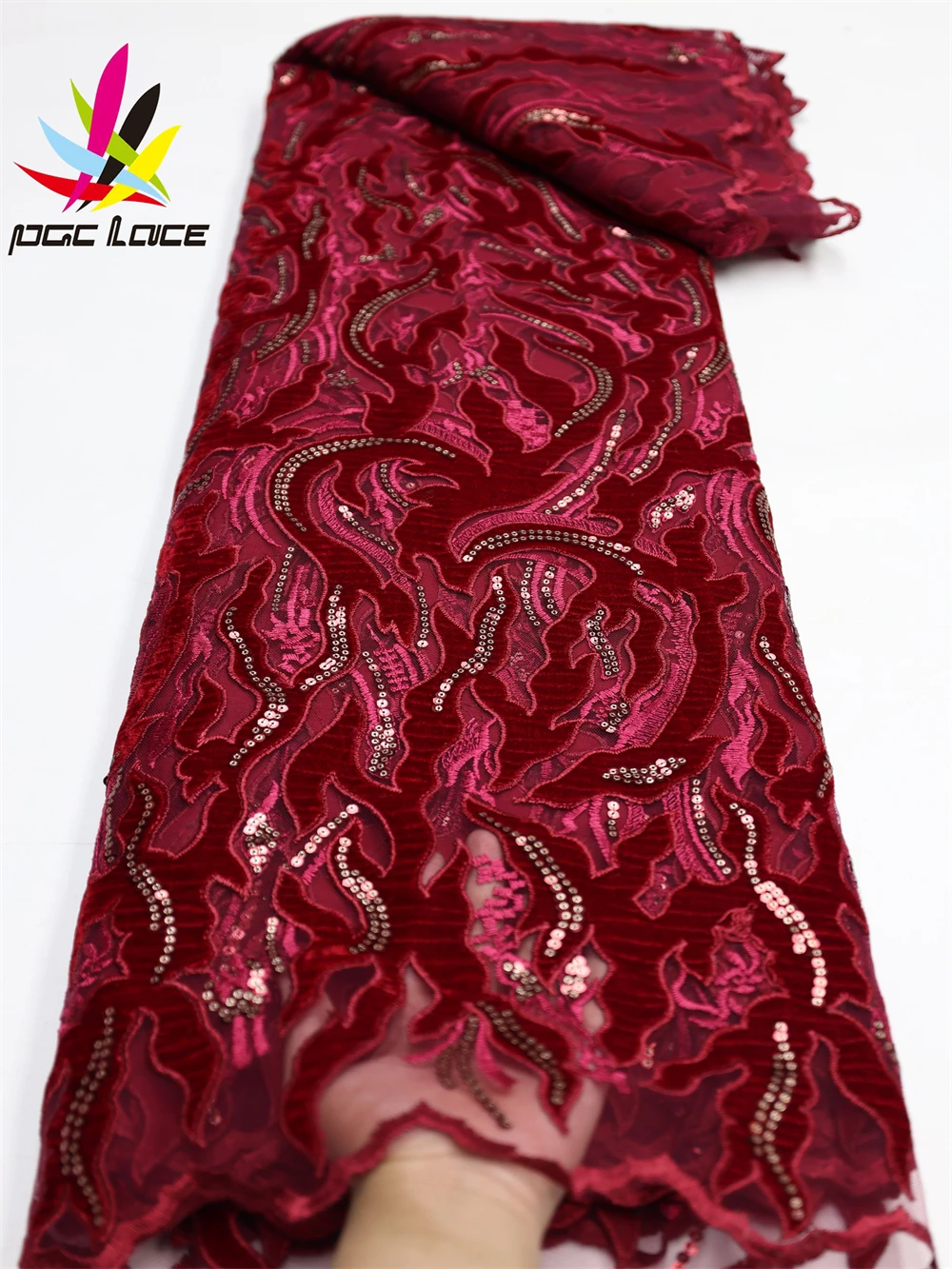 Рисунок 2 - Африканская бархатная кружевная ткань PGC 2023