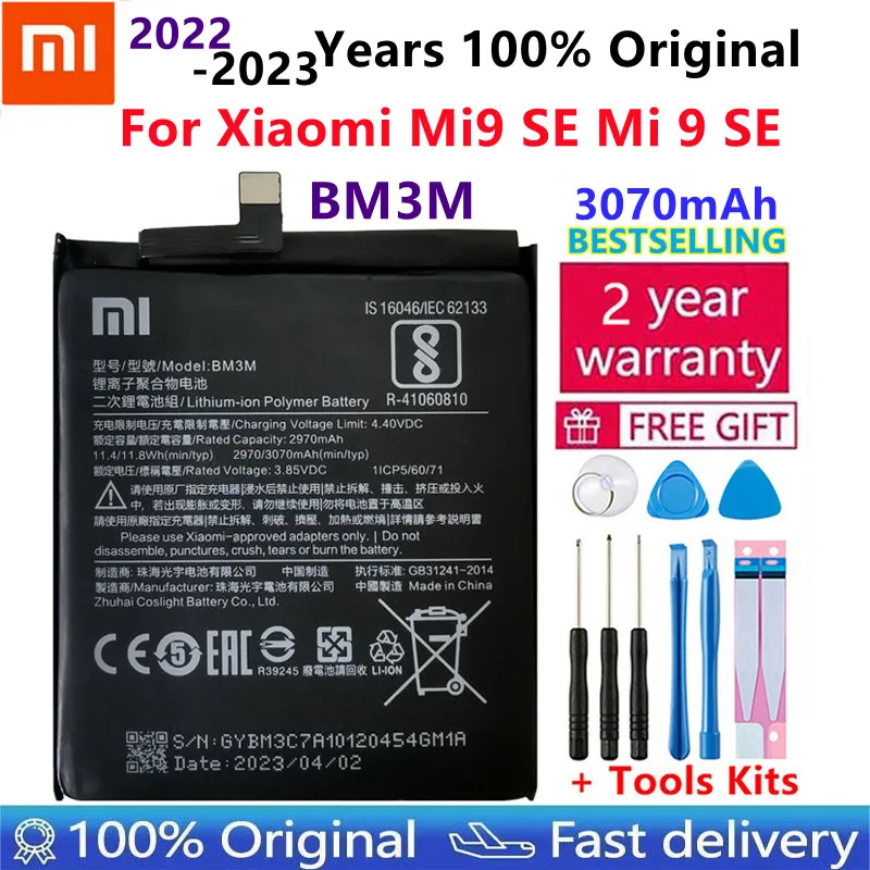 Xiao mi 100% Orginal BM3M 3070mAh Battery For Xiaomi 9 Se Mi9 SE Mi 9SE BM3M High Quality Phone Replacement Batteries +Tools
