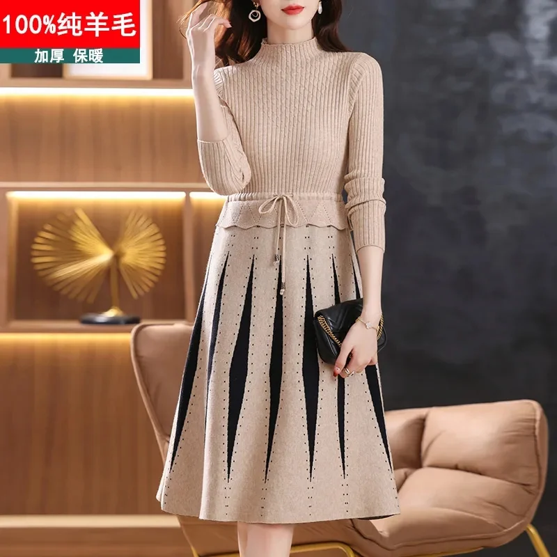 Новинка 2024 стильное платье-свитер на весну и осень женская одежда темпераментное