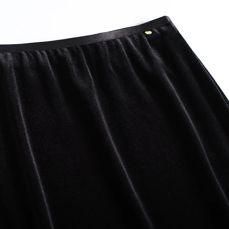 ZUZK Золотая бархатная юбка на бедрах с запахом 2024 осень-зима новый стиль