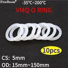 Уплотнительное кольцо VMQ, 10 шт., уплотнительная прокладка CS 5 мм OD 15  150 мм, изолированная силиконовая резина, водонепроницаемая шайба круглой формы, белая Нетоксичная